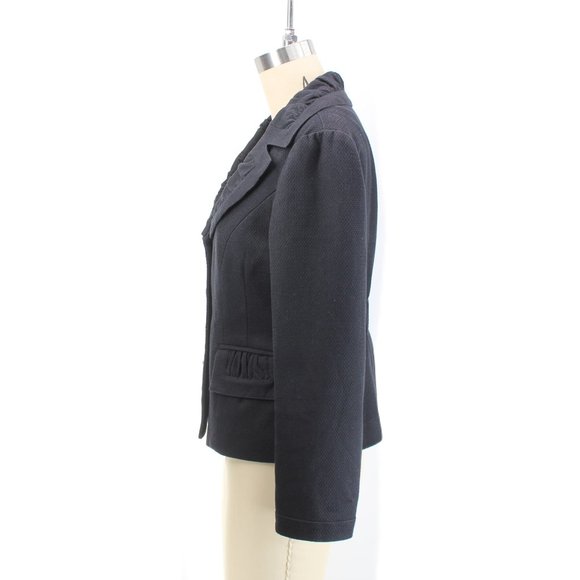 VTG 90s Nanette Lepore Black Cropped Blazer Sailor Collar Nautical Jacket Size 8 - Picture 6 of 12